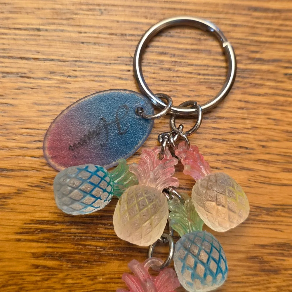 Hawaii Pineapple Cluster Keychain Frosted Resin Multicolor Tropical Bag Charm